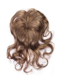 6.5"x6" Pezzi Di Capelli Senza Cappuccio Per Capelli Umani Castani Ondulati Sexy