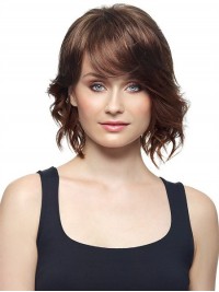 3"x3" Capelli Corti Ondulati Marroni 100% Capelli Umani