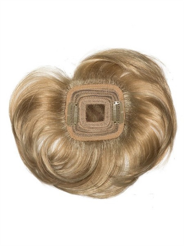 3"x3" Capelli Corti Ondulati Marroni 100% Capelli Umani
