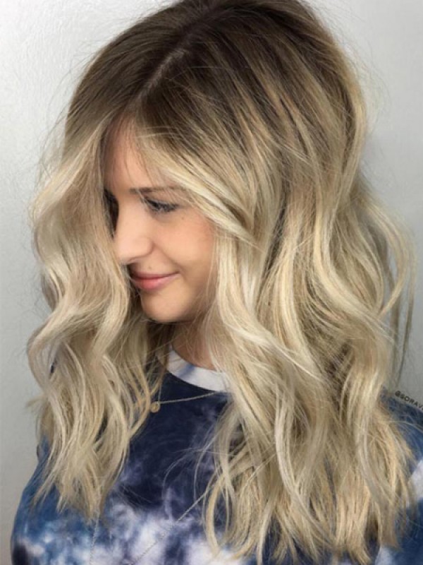 Parrucche Lunghe Ondulate Per Capelli Umani Da 13 * 6 Con Frangia Laterale Da 20 Pollici
