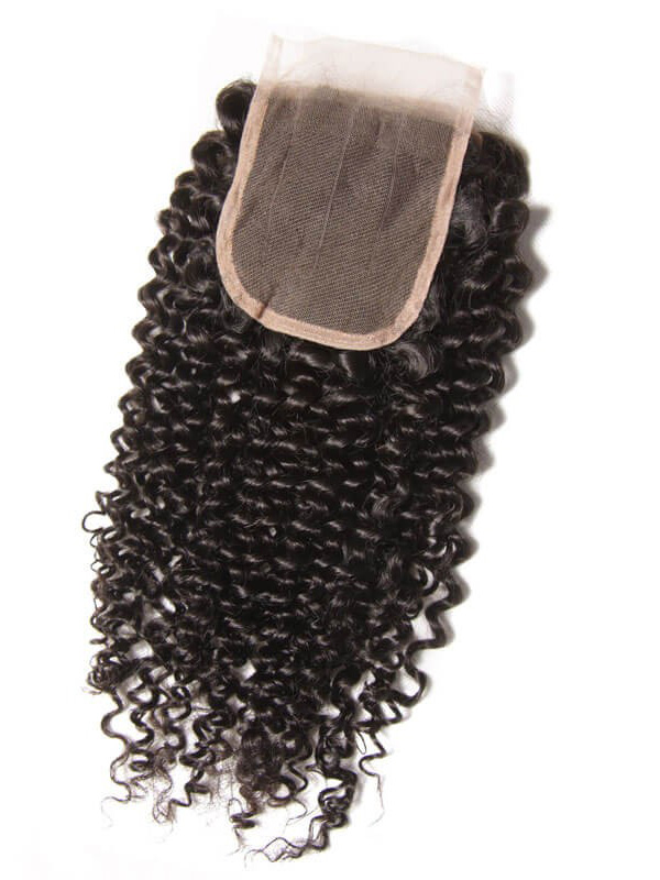 Capelli Vergini Ricci Intrecciano 3 Pacchi Con Chiusura In Pizzo 4X4 Estensioni Dei Capelli Umani Non Trasformati