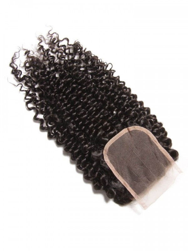 Capelli Vergini Ricci Intrecciano 3 Pacchi Con Chiusura In Pizzo 4X4 Estensioni Dei Capelli Umani Non Trasformati