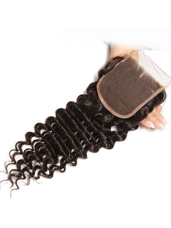 3 Pacchi Del Tessuto Dei Capelli Vergini Dell'Onda Profonda Con Capelli Umani Vergini Non Trasformati Morbidi Della Chiusura Del Pizzo
