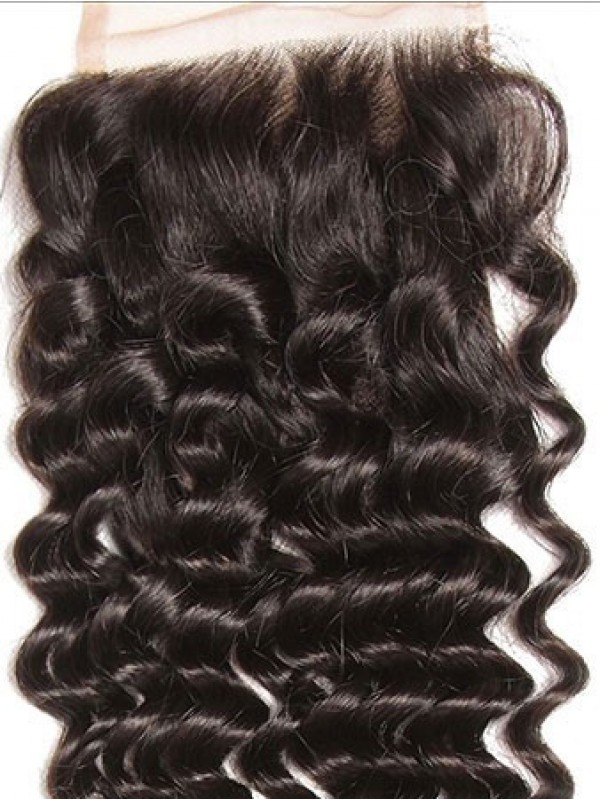 3 Pacchi Del Tessuto Dei Capelli Vergini Dell'Onda Profonda Con Capelli Umani Vergini Non Trasformati Morbidi Della Chiusura Del Pizzo