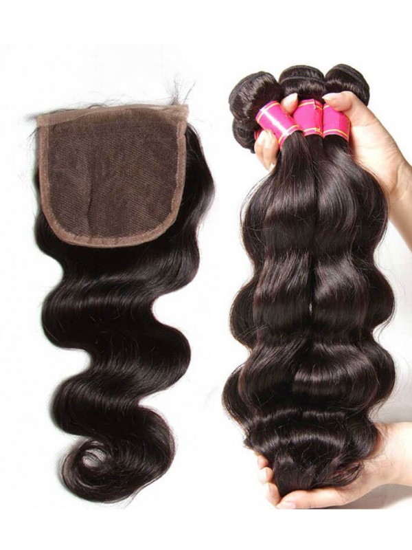 Tessuto Vergine Dei Capelli Dell'Onda Del Corpo 3 Pacchi Con La Chiusura Del Pizzo I Migliori Capelli Umani Di Remy Vergini