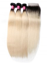 Capelli Vergini Lisci Colore 2 Toni Ombre 3 Pacchi Con Chiusura In Pizzo Capelli Umani Vergini Morbidi Non Trattati