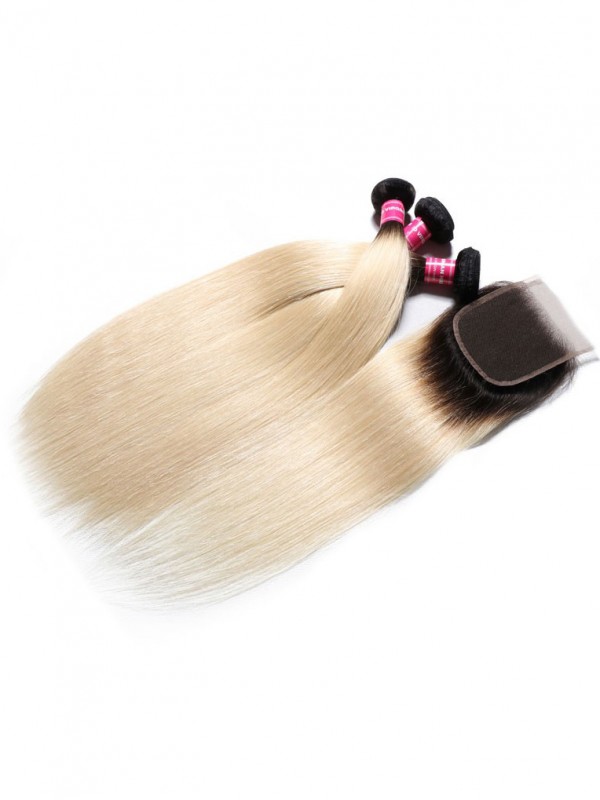 Capelli Vergini Lisci Colore 2 Toni Ombre 3 Pacchi Con Chiusura In Pizzo Capelli Umani Vergini Morbidi Non Trattati