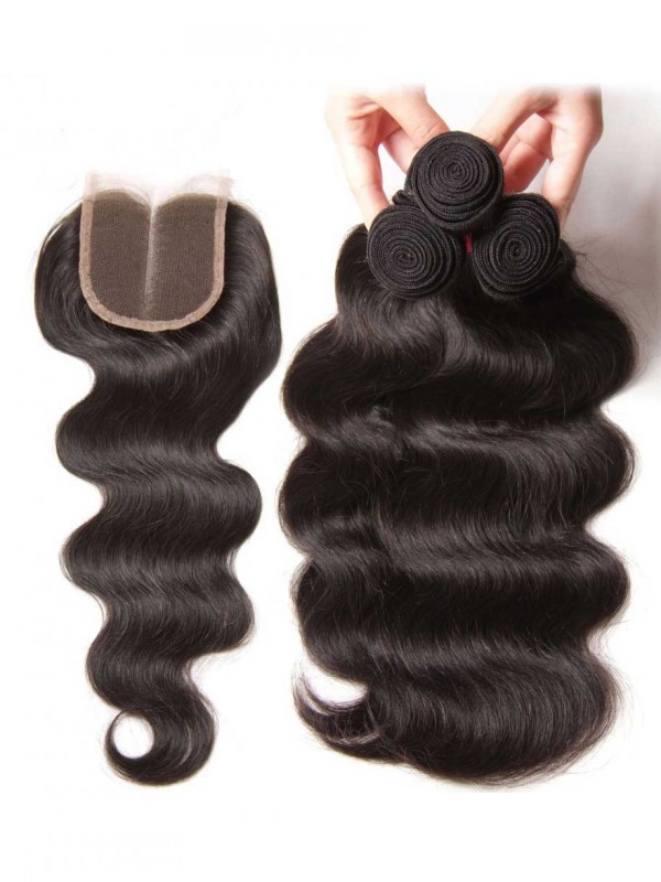 Tessuto Dei Capelli Dell'Onda Del Corpo A 4 Fasci Con Chiusura In Pizzo 100% Capelli Umani Vergini Non Trattati