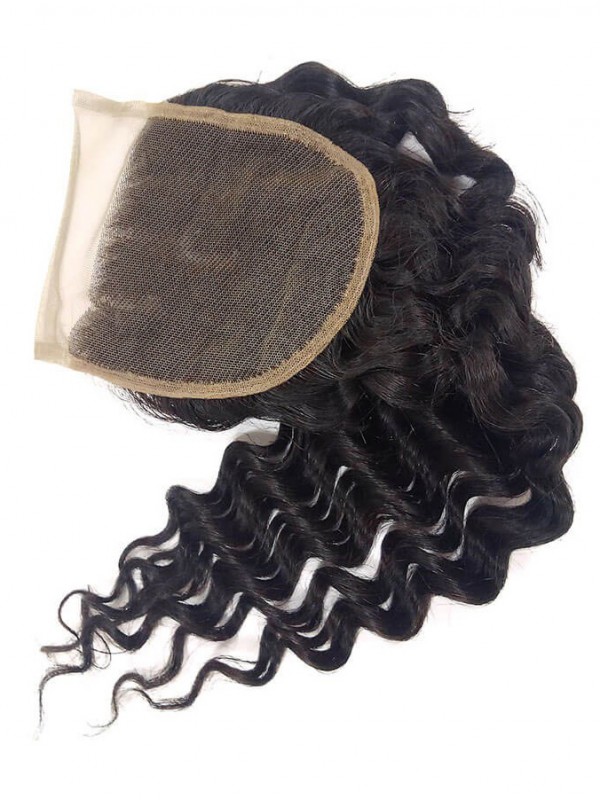 Fasci Vergini Del Tessuto Dei Capelli Dell'Onda Profonda 4 Con La Chiusura Capelli Vergini 12In-26In Con La Chiusura Del Pizzo 10In-20In