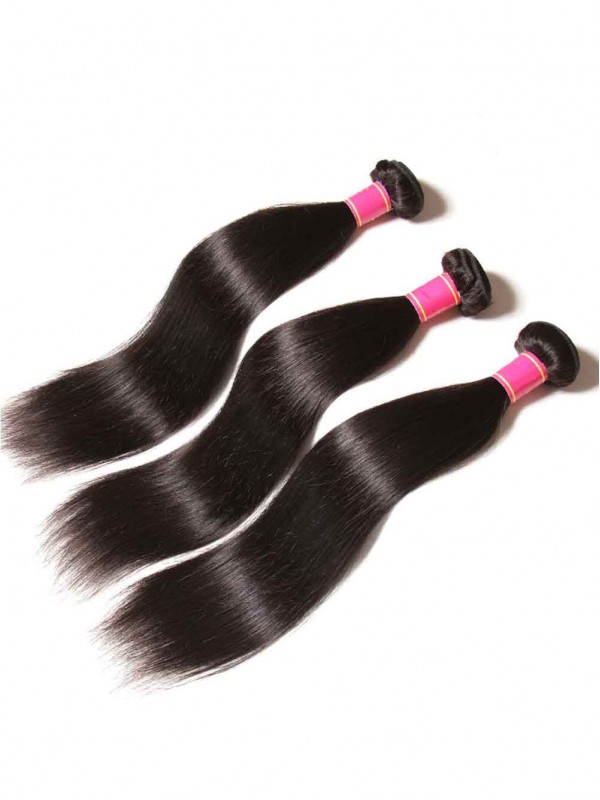 Capelli Vergini Diritti Intrecciano 3 Pacchi Con Chiusura Frontale In Pizzo 13X4 Da Orecchio A Orecchio