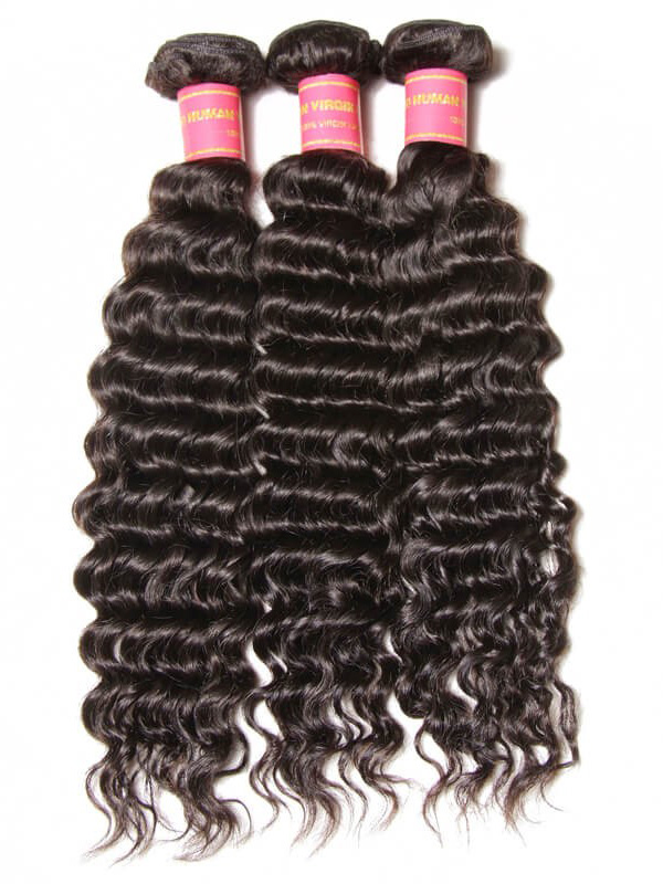 Capelli Vergini Ad Onda Profonda 3 Pacchi Con Capelli Umani Morbidi Con Chiusura Frontale In Pizzo 13X4
