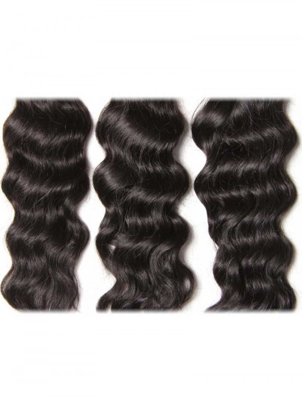 Frontale In Pizzo Naturale E 3 Pacchi Intrecciano Capelli Vergini Morbidi Con Frontale 13X4 Da Orecchio A Orecchio