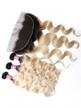 Capelli Vergini Dell'Onda Del Corpo Del Tessuto Dei Capelli Umani 1B/613 3 Pacchi Con La Chiusura Frontale Del Pizzo 13X4