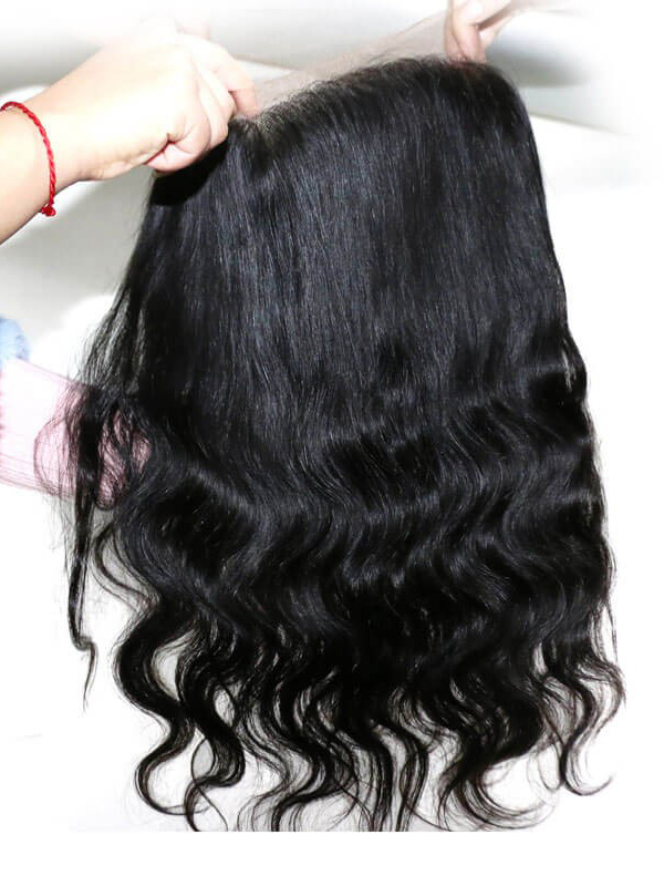 Capelli Vergini Dell'Onda Del Corpo 2 Pacchi Con 360 Estensioni Del Tessuto Dei Capelli Umani Ondulati Con Chiusura In Pizzo