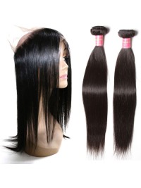 2 Fasci Di Tessuto Di Capelli Vergini Lisci Con Chiusura A 360 Capelli Umani Di Remy Vergini