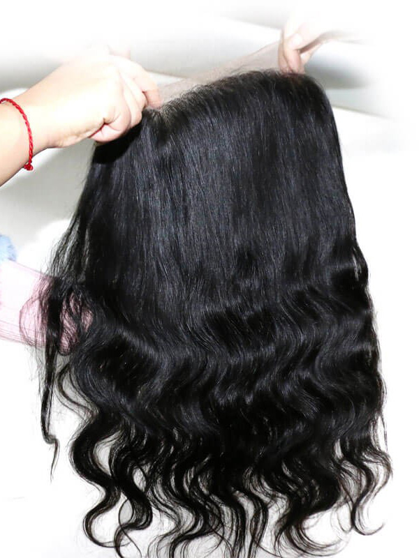 Capelli Vergini Dell'Onda Del Corpo 3 Fasci Con Chiusura Frontale In Pizzo 360 Tessuto Ondulato Dei Capelli Umani Di Nadula