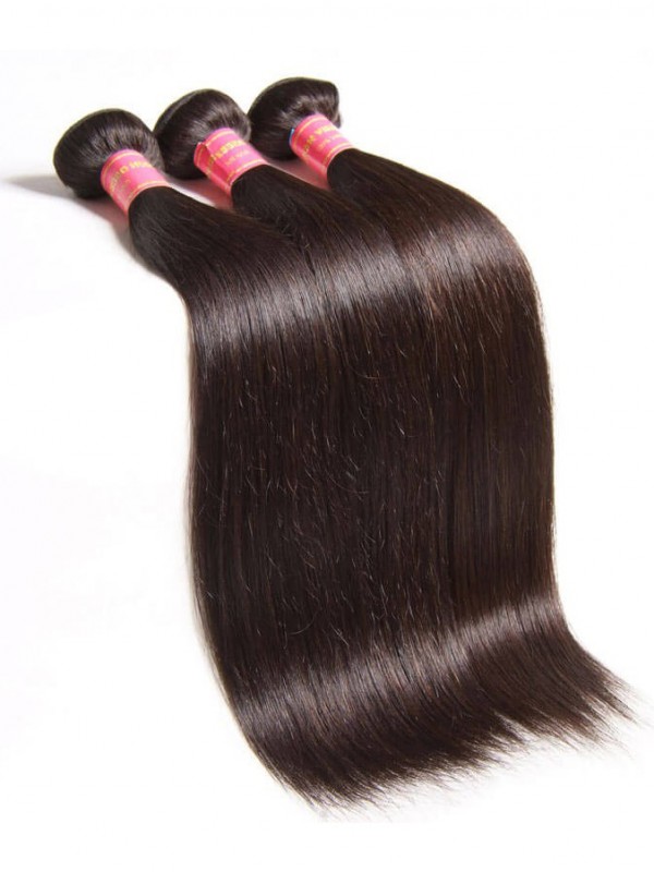 Capelli Vergini Lisci 3 Pacchi Con Chiusura Frontale In Pizzo 360 Tessuto Non Trattato Per Capelli Umani