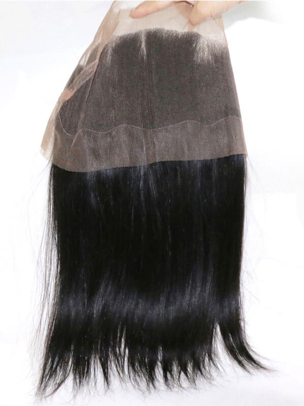 Capelli Vergini Lisci 3 Pacchi Con Chiusura Frontale In Pizzo 360 Tessuto Non Trattato Per Capelli Umani