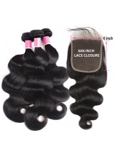 Offerte Di Bundle Per Capelli Body Wave 3 Con Chiusura A Onde Del Corpo 6X6