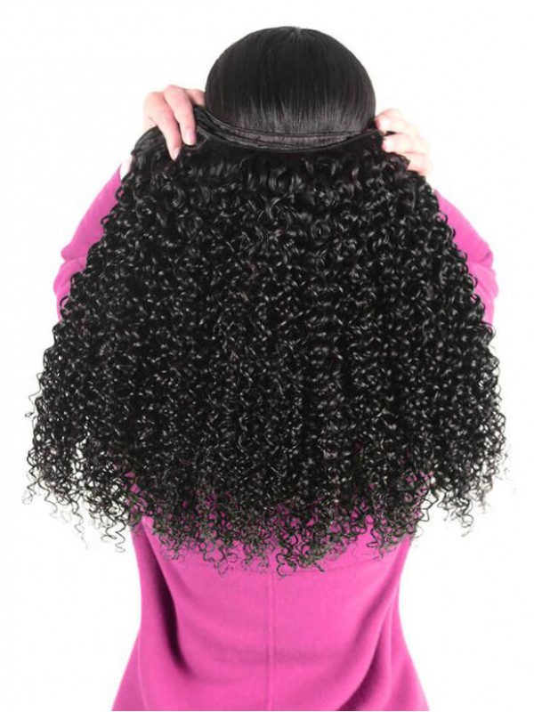 Capelli Ricci Crespi 3 Fasci Con Capelli Brasiliani Morbidi Con Chiusura In Pizzo 4 * 4
