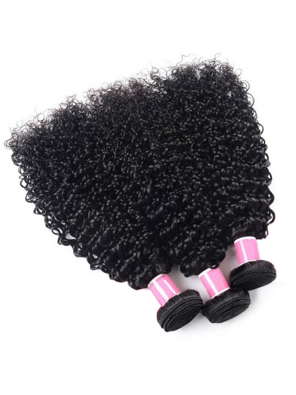 Capelli Ricci Crespi 3 Fasci Con Capelli Brasiliani Morbidi Con Chiusura In Pizzo 4 * 4