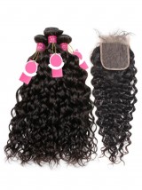 Capelli Brasiliani 3 Fasci Di Onde Naturali Con Chiusura In Pizzo 4 * 4