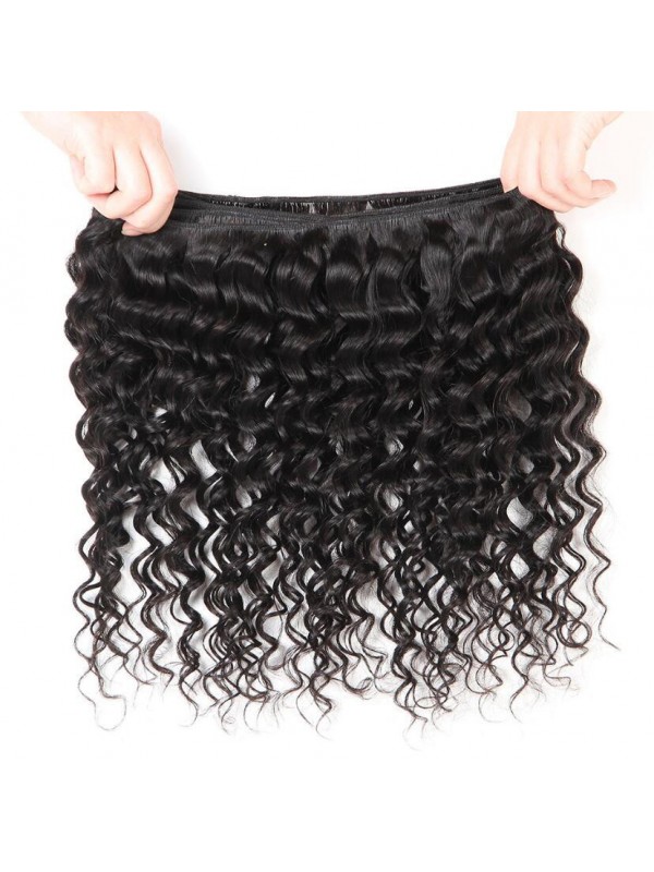 Capelli Vergini Malesi 3 Pacchi Onda Profonda Con Chiusura In Pizzo