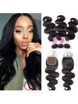 3 Pacchi Body Wave Con Chiusura In Pizzo Indiano