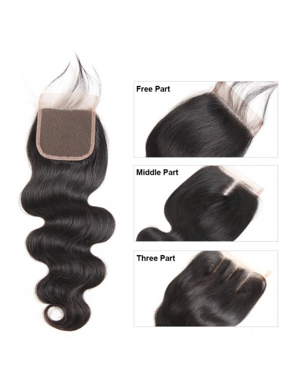 3 Pacchi Body Wave Con Chiusura In Pizzo Indiano