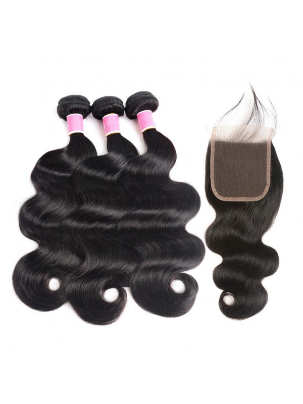 3 Pacchi Body Wave Con Chiusura In Pizzo Indiano