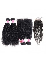 Estensioni Dei Capelli Veri Economici 4 Pacchi Ricci Crespi Con Chiusura In Pizzo Con Capelli Del Bambino