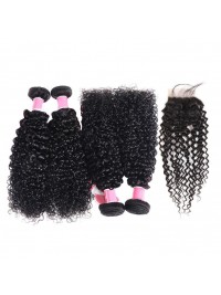 Estensioni Dei Capelli Veri Economici 4 Pacchi Ricci Crespi Con Chiusura In Pizzo Con Capelli Del Bambino