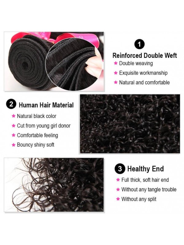 Estensioni Dei Capelli Veri Economici 4 Pacchi Ricci Crespi Con Chiusura In Pizzo Con Capelli Del Bambino
