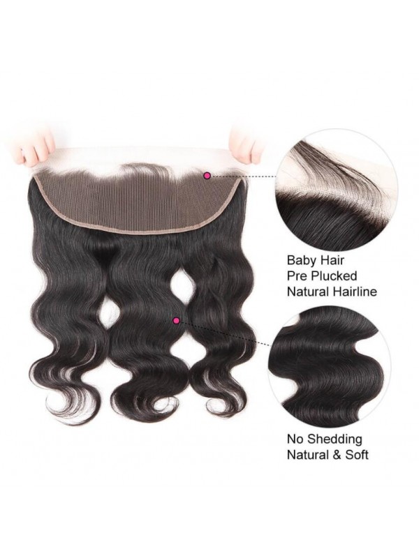 3 Pz/Pacchetto Onda Del Corpo Con 13*4 Pizzo Frontale Perla Capelli Peruviani
