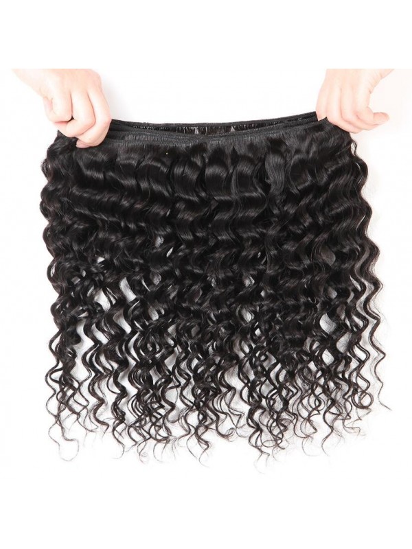 Capelli Indiani 3 Pezzi Onda Profonda Con Frontale In Pizzo 13 * 4