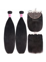 Capelli Vergini Lisci 2 Fasci Con Testa Spessa Frontale In Pizzo 13X6