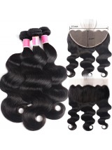 Tessuto Dei Capelli Vergini Umani Dell'Onda Del Corpo Con Chiusura Frontale In Pizzo 13X6