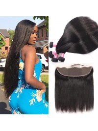 Capelli Brasiliani Non Trattati 4 Pezzi Lisci Con 13 * 4 Frontali