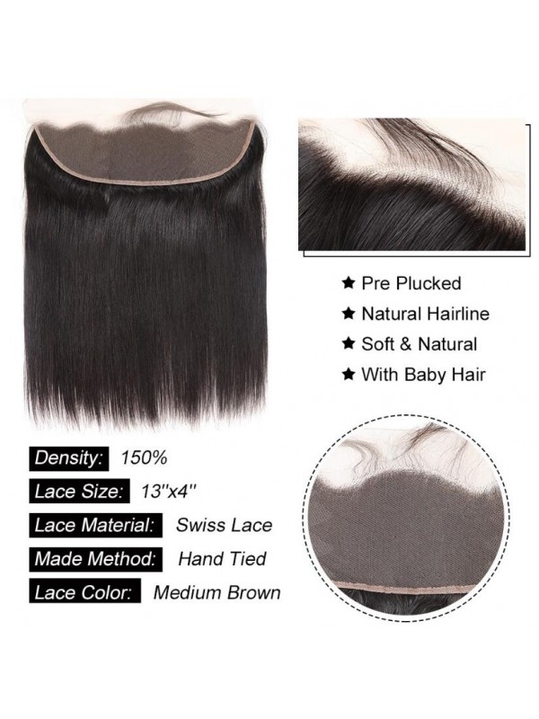 Capelli Brasiliani Non Trattati 4 Pezzi Lisci Con 13 * 4 Frontali