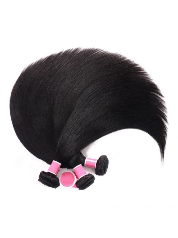 4 Fasci Diritti Con 13 * 4 Capelli Umani Peruviani Frontali In Pizzo