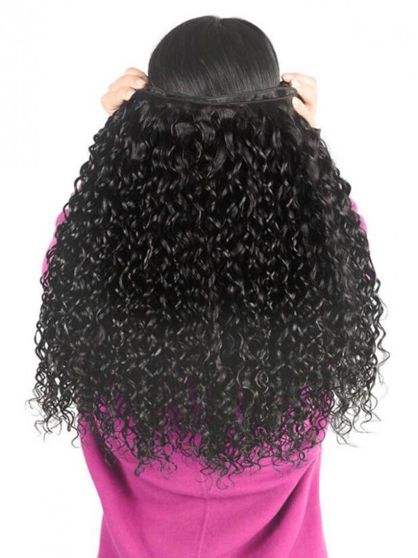 Capelli Vergini Malesi 4 Pezzi Onda Naturale Con Frontale In Pizzo 13 * 4