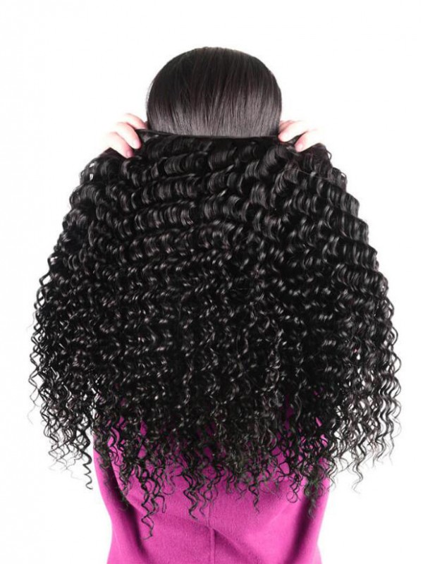 Capelli Vergini Malesi 4 Pezzi Onda Profonda Con Frontale In Pizzo 13 * 4