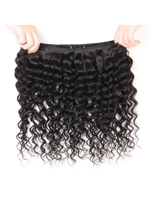 Capelli Vergini Malesi 4 Pezzi Onda Profonda Con Frontale In Pizzo 13 * 4