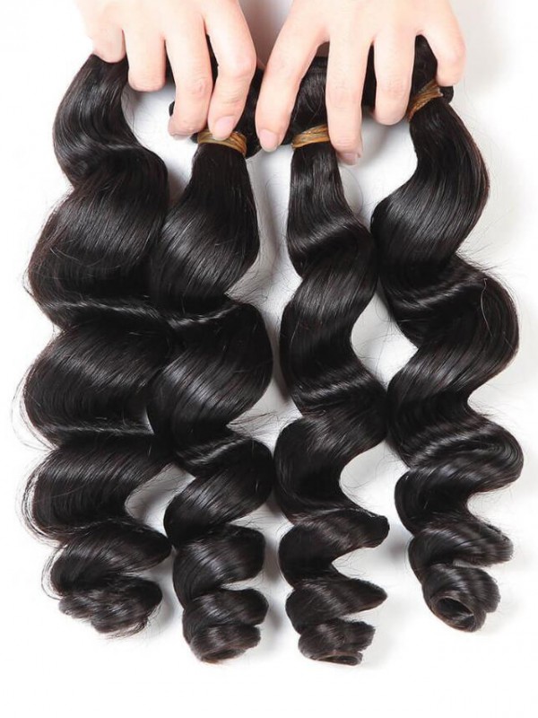 Capelli Vergini Malesi 4 Pezzi Onda Sciolta Con Frontale In Pizzo 13 * 4