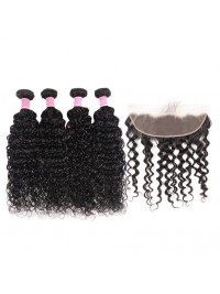 Frontale Da 13X4 Pollici Con 4 Pezzi Di Capelli Peruviani Con Onda Naturale