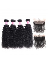 4 Pezzi Di Capelli Umani Peruviani Con Ricci Crespi Frontali Da 13X4 Pollici