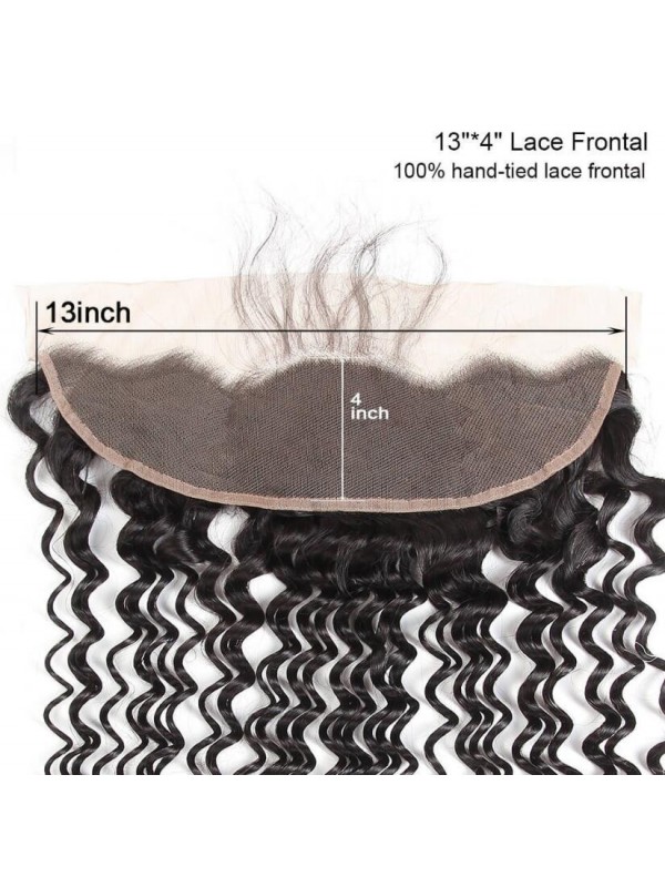 4 Pezzi Di Capelli Umani Peruviani Con Ricci Crespi Frontali Da 13X4 Pollici