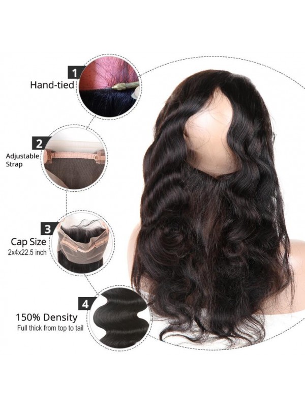 Capelli Vergini Malesi Dell'Onda Del Corpo 3 Fasci Con 360 Frontali
