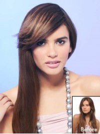 Clip Accogliente Sintetica Marrone Nelle Estensioni Dei Capelli