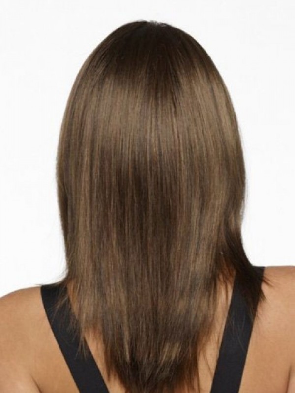 Parrucche Di Capelli Umani Di Remy Senza Cappuccio Lunghi E Dritti Con Frangetta